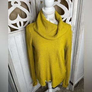 Carolyn Taylor Mustard Yellow Sz Medium cowl neck sweater Chunky Knitl